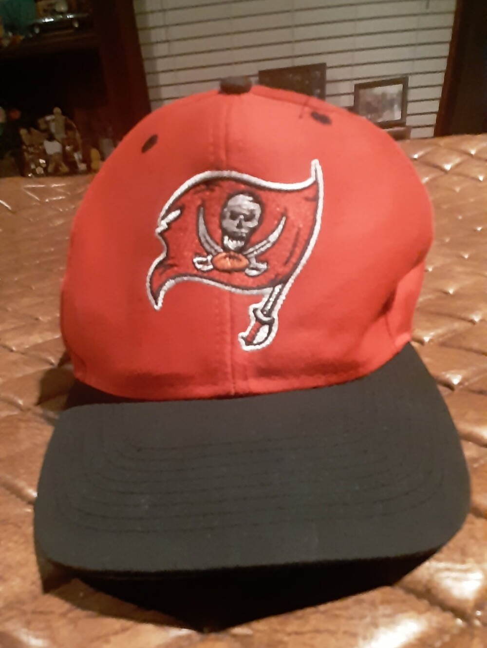 Red and Black Tampa Buccaneers Football Team Flag Logo Cap
